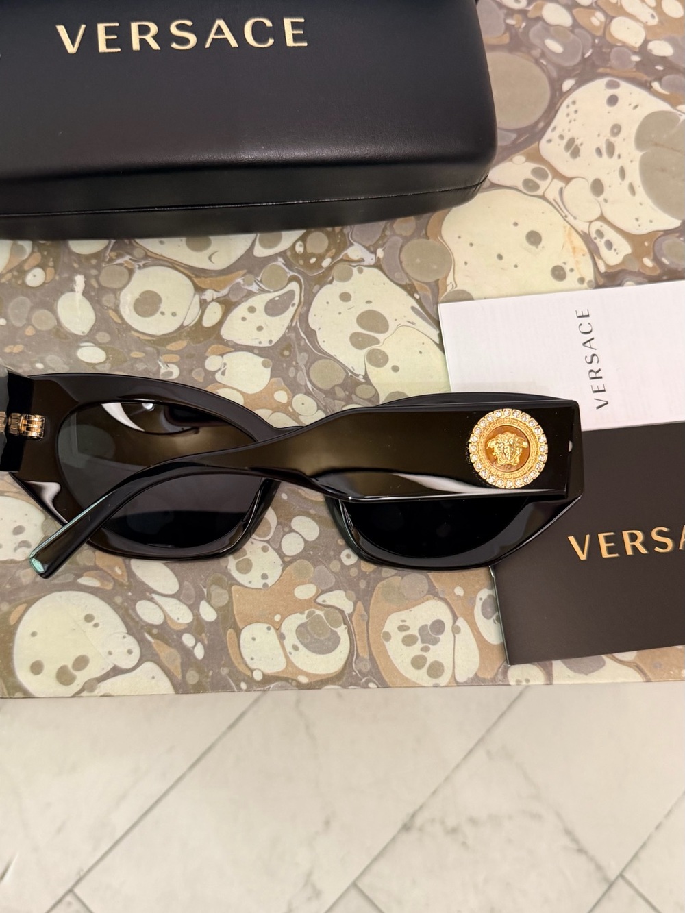 Versace Black Women's Cat-Eye Sunglasses - Picture 6 of 12
